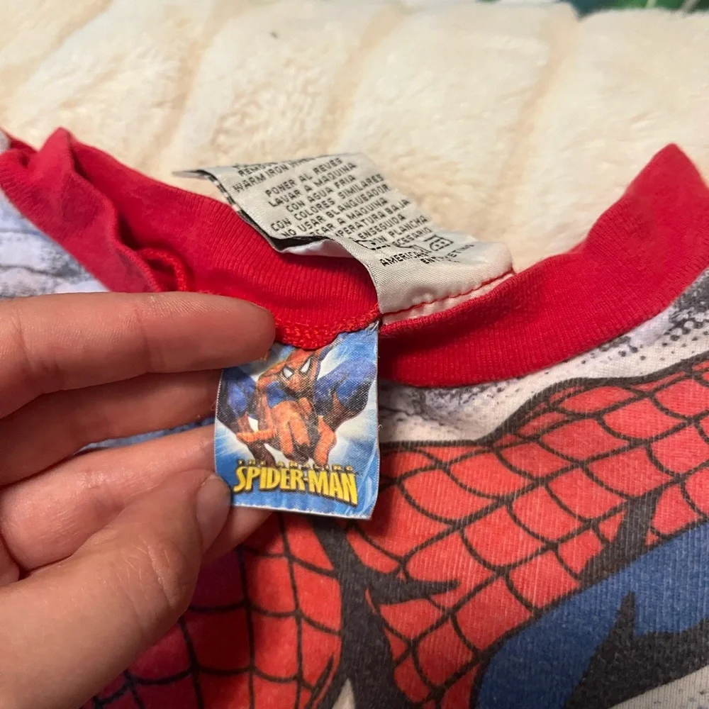 VTG Y2K Marvel Amazing Spider-Man Classic Pajama Unisex Kids Sz 4 Cartoon PJ Top